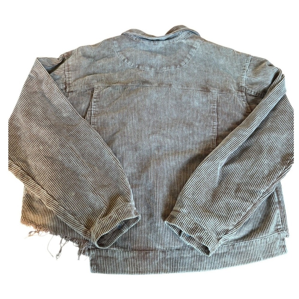 POL Corduroy Trucker Jacket Distressed Hem Button Up Long Sleeve Women L - Picture 2 of 6